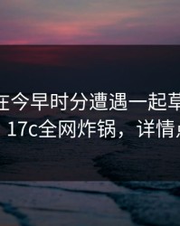 圈内人在今早时分遭遇一起草 浮想联翩，17c全网炸锅，详情点击