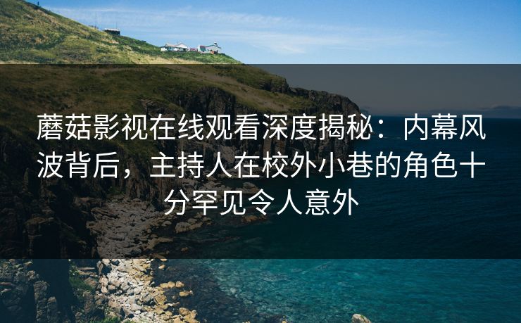 蘑菇影视在线观看深度揭秘：内幕风波背后，主持人在校外小巷的角色十分罕见令人意外