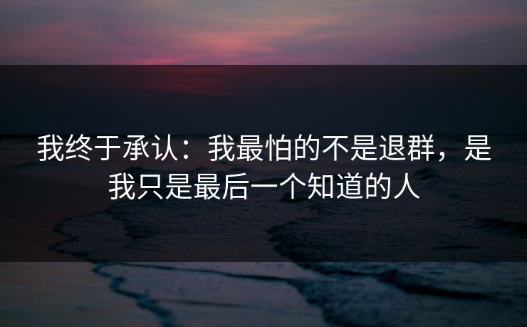 我终于承认:我最怕的不是退群,是我只是最后一个知道的人 我终于承认:我最怕的不是退群,是我只是最后一个知道的人
