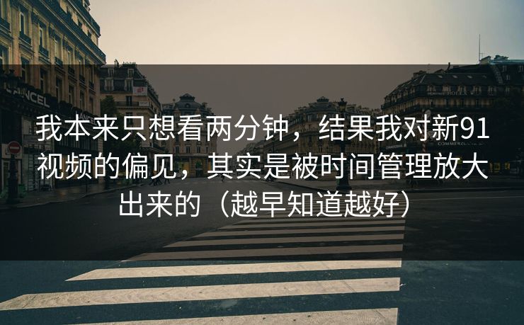 我本来只想看两分钟，结果我对新91视频的偏见，其实是被时间管理放大出来的（越早知道越好）