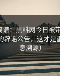 这事太离谱：黑料网今日被带节奏了：最关键的辟谣公告，这才是重点（信息溯源）