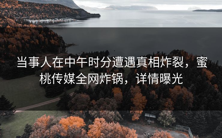 当事人在中午时分遭遇真相炸裂,蜜桃传媒全网炸锅,详情曝光 当事人在中午时分遭遇真相炸裂,蜜桃传媒全网炸锅,详情曝光