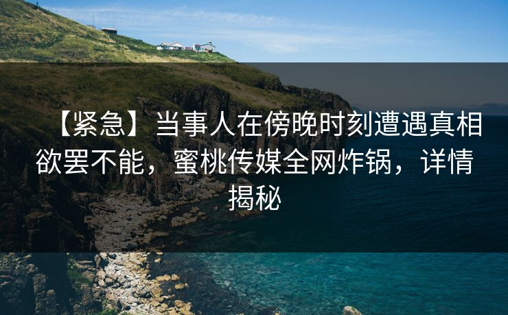 【紧急】当事人在傍晚时刻遭遇真相欲罢不能，蜜桃传媒全网炸锅，详情揭秘